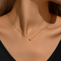 Vente en gros mini étoile lune pendentif fille femmes chaîne à maillons fins tour de cou 5A cz 925 collier de délicatesse en argent
