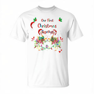 Camiseta Tri-Blend para parejas, amantes de los flamencos, para nuestra primera Navidad juntos - Product Image 2