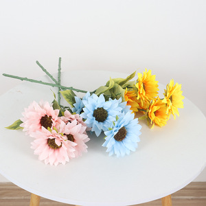 Fleur artificielle en soie Jessie, tournesol à 5 têtes, 57 cm, pour décoration intérieure, accessoires de mariage - Product Image 4