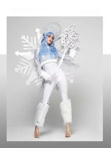 Costume Originale da Dea della Neve Natalizia con Scettro Luminoso per Danza del Ventre, Abito da Spettacolo per Donna per Capodanno - Product Image 3