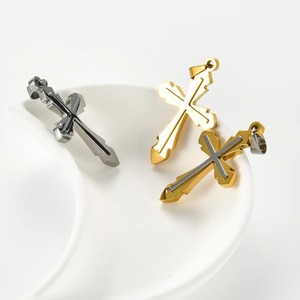 Collier pendentif croix unique en acier inoxydable, accessoire religieux chrétien pour femmes et hommes, chaîne, pendentifs, fabrication de bijoux DIY, cadeaux - Product Image 4