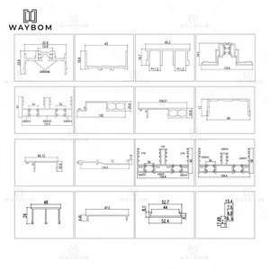 125 Slanke Aluminium Verborgen Track Voor Schuifdeur Aluminium Profiel Dubbele Aluminium Profiel Schuifdeur Met Gehard Glas