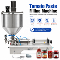 Machine de remplissage de pâte de tomate semi-automatique avec doseur pneumatique et trémie agitée pour ketchup, sauce pizza, pâte de piment et confiture