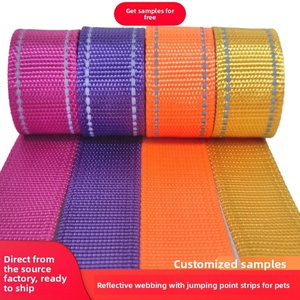 Auf Lager Reflektierendes Polyester/PP-Gurtband Buntes Streifen-Warnband auf Rolle für Haustierhalsbänder Taschen Gepäckgurte - Product Image 4