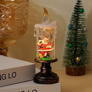 Dropshipping Shopify Christmas Candle Snow Globe Cartoon Figurine With <b>Glitter</b> Waterless Light Up Decor - Product Image 3