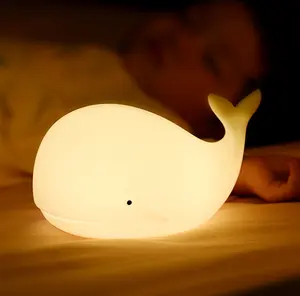 Veilleuses LED rechargeables en Silicone pour enfants, en forme de baleine, lampe de nuit pour enfants en bas âge, lampes de chevet respirantes