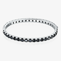 Bracelet de cheville et jonc Madonna Fine Jewelry plaqué or blanc 18 carats, style hip-hop, serti de moissanite noire, pour hommes et femmes