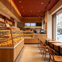 Luxuriöse Holz-Bäckereivitrine Hochwertige Multifunktionale Glas-Brotvitrine LED-Beleuchtung Farblich Anpassbar Komplett