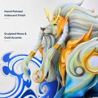 Lanterne LED Lion Mythique Chinois Peinte à la Main avec Panneaux Lumineux Nuage et Vague pour Festival des Lanternes des Parcs à Thème