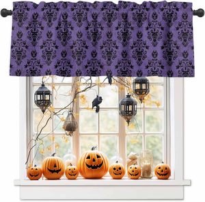 Cortinas Decorativas para Ventana de Cocina con Diseño de Gato Negro, Luna Llena y Calabaza de Halloween, Personalizables - Product Image 2