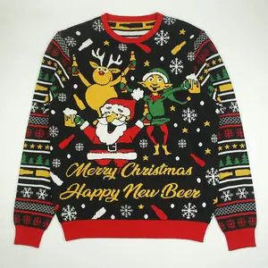 Ugly Sweater 2023 Custom LOGO OEM ODM Holiday Knitwear Jumper Mens Knitted Pullover Recyclable Acrylic Ugly Christmas Sweater Custom