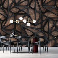 Mural de Pared 3D Impermeable con Diseño de Madera Negra, Papel Tapiz Autoadhesivo con Tachuelas Doradas Industriales, Tamaño Personalizado para Sala de Estar y Dormitorio