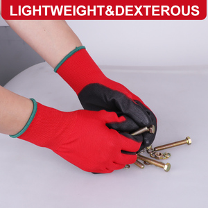 XINGYU Hombres <span class=keywords><strong>13g</strong></span> Poliéster <span class=keywords><strong>PU</strong></span> Recubierto Construcción Grden Guantes Antideslizantes PARA EL Trabajo Guantes de Trabajo de Seguridad de Color Rojo - Product Image 2