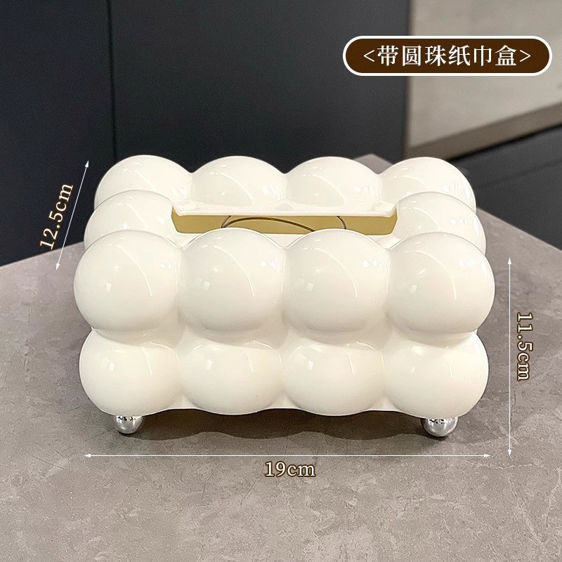 กล่องทิชชู่สีขาวน้ำนมสีมาร์ชเมลโล่ - มีขา