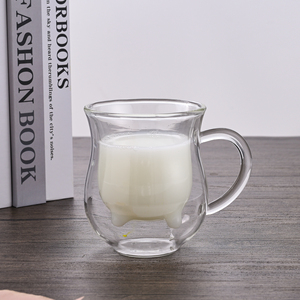 Caneca de café em forma de gato, xícara de vidro fofa de parede dupla para beber café leite e café - Product Image 3