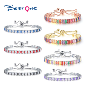 สร้อยข้อมือทองแดงชุบทองสำหรับผู้หญิงสร้อยข้อมือเทนนิสเพทายสีดำ - Product Image 2