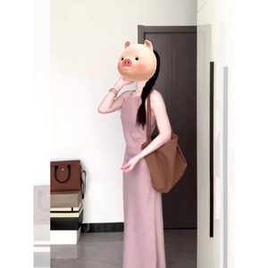 Vestido de Noche Estilo Francés, Color Rosa Suave, Cuello Halter, Falda Larga de Gasa con Patrón Geométrico, Cintura Natural, Sin Mangas - Product Image 5