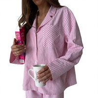 Ensemble de pyjamas personnalisés à manches longues en coton respirant pour femme, collection printemps/automne, décontracté, vente en gros, vêtements de détente à taille élastique