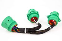 Kustom hijau tipe 2 SCH deut9pin jeto kabel ekstensi adaptor 2 laki-laki perempuan PVC tembaga 12V 200mm otomotif ELD 9 Pin J1900 Y