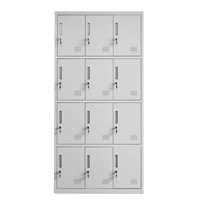 Armoire métallique à 12 portes <span class=keywords><strong>verrouillable</strong></span>, ventilée, robuste, en acier, pour le rangement, le bureau, la salle de sport, les objets personnels - Product Image 1