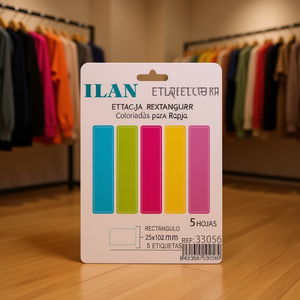 Etiqueta Adhesiva Rectangular 25x102mm, 5 Hojas de Colores para Ropa - Product Image 3
