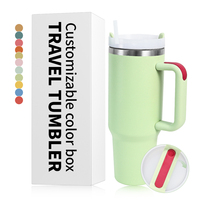 Tumbler Terisolasi 40oz Warna-warni dengan Sedotan, Cangkir Stainless Steel untuk Perjalanan, Kantor, dan Fashion, Logo Dapat Disesuaikan