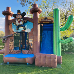 Castillo Inflable Comercial de Alta Calidad con Tobogán, Diseño Vaquero Occidental, para Fiestas - Product Image 1