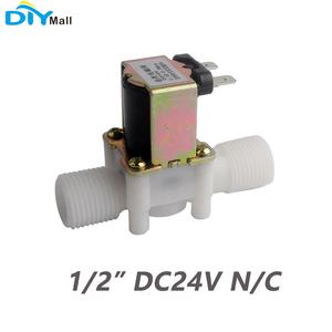 Katup Solenoid Magnetik Plastik G1/2 inci DC24V Normal Tertutup Saklar Aliran Masuk Air Konektor Ulir Jantan 50/60mhz 0.02-0.8MPA - Product Image 2