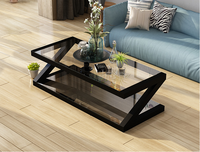 Table basse créative en verre trempé, carrée, en forme de Z, table de salon, nouveau modèle