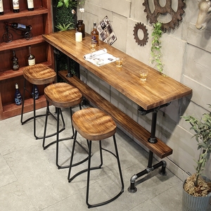 <span class=keywords><strong>Tabouret</strong></span> de bar vintage en bois avec plateau en résine époxy, style industriel, pour restaurant - Product Image 3