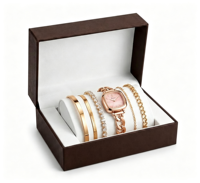 Montre-bracelet à quartz pour femme avec cadran classique en nacre, coffret cadeau montre et bracelet de Noël