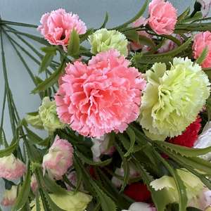 Y-H088 Vente en gros d'usine <span class=keywords><strong>Fleurs</strong></span> artificielles en soie Œillets 15 têtes Réalistes Douces Respectueuses de l'environnement Décoration de la maison Mariage - Product Image 6