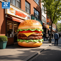 Burger Gonflable Géant Publicitaire, Logo Personnalisable, pour Événement d'Ouverture de Magasin de Burgers