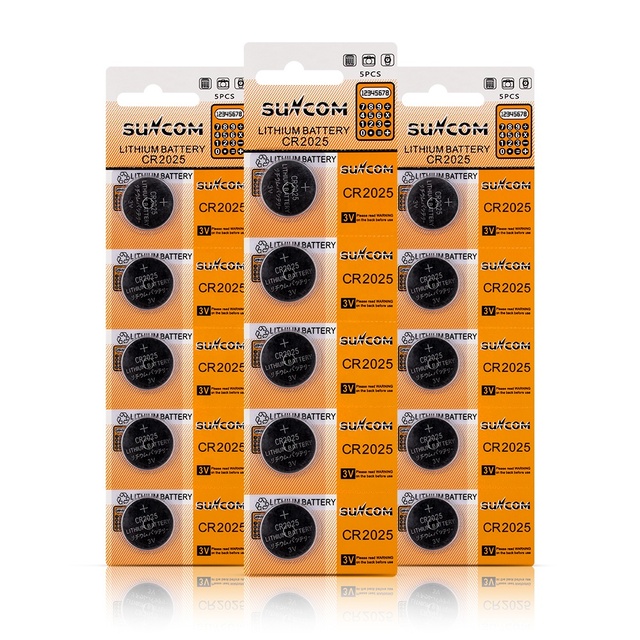 Suncom Lithium Ion Cr2025 Cr2032 Cr2016 Batteries Cmos Battery 3v Button Cell for Car Remote Control Consumer Electronics
