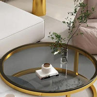 Ensemble de tables basses gigognes modernes, hauteur réglable, plateau en panneau de roche nano, pieds en métal doré, design pliable pour salon