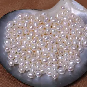 Natural AAA grade freshwater 1-9mm rice shape half drilled loose pearls for DIY jewelry accessories