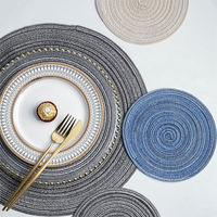 Vente en gros Table de cuisine de mariage naturelle de luxe Set de sets de table tressés ronds lavables en coton 15 pouces
