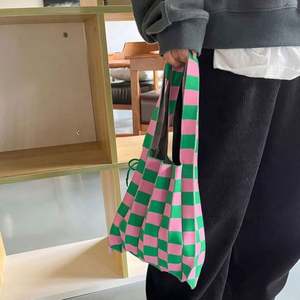 Bolso de Hombro Tejido de Lana con Diseño Plegable Estilo Ins y Colores en Contraste, Bolso de Compras Organizado - Product Image 5