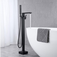 Grifo de pie de cobre con acabado aceitado para bañera, estilo americano, con válvula de cerámica y monomando, para uso en hoteles y hogares.