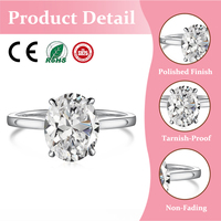 Bague de promesse tendance en argent S925, classique et minimaliste, sertie de zircone cubique ovale, pour femme, idéale pour les fêtes, mariages et fiançailles