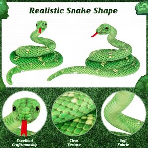 Serpiente de peluche, juguete de peluche, serpiente de peluche realista para regalo de cumpleaños, fiesta, serpiente, juguete de peluche verde - Product Image 6