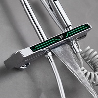 Ensemble de douche thermostatique à quatre fonctions LED noir à effet pluie populaire équipement de salle de bain en laiton à poignée unique Jet Soft