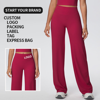 Legging de yoga taille haute personnalisé avec logo, coupe droite et large, pour l'entraînement et le fitness, avec bas évasé, grande taille pour femme