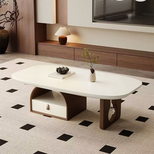 Table basse Wan Yusen avec plateau en stratifié, 1 tiroir de rangement, salon, design moderne minimaliste - Product Image 1