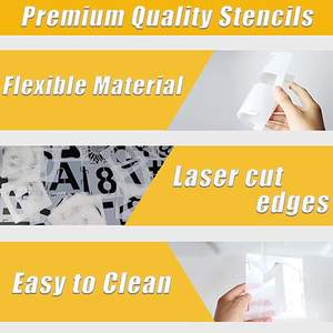 Pochoirs décoratifs avec symboles de lettres et nombres, pour créations artisanales, modèles d'alphabet, faciles à poser, Kit de peinture sur le bois, 46 pièces - Product Image 6