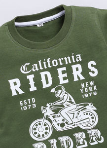 T-shirt en coton pur imprimé pour garçons, tissu doux et respirant, coupe confortable, motif stylé California Rider, vêtement décontracté - Product Image 3