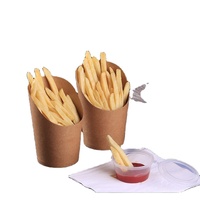 Gobelet à frites en papier kraft jetable, résistant à l'huile, pour frites, cornets à collation à emporter, avec logo personnalisé pour restaurant de restauration rapide