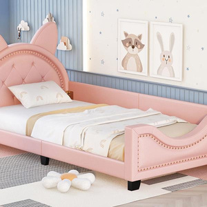 Cama de Día Tapizada de Lujo DB en Rosa con Cabecera en Forma de Orejas de Cartón MDF, Tamaño Individual con Función de Almacenamiento, Estilo Suave - Product Image 6