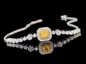 กำไลข้อมือเพชรทรงสี่เหลี่ยมสีเหลือง Xinfly ทอง 18k สำหรับผู้หญิง - Product Image 2