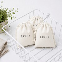 Pochette en coton et lin crème avec cordon tressé, logo personnalisé, taille et couleur au choix, emballage cadeau pour bijoux, sac en coton en gros